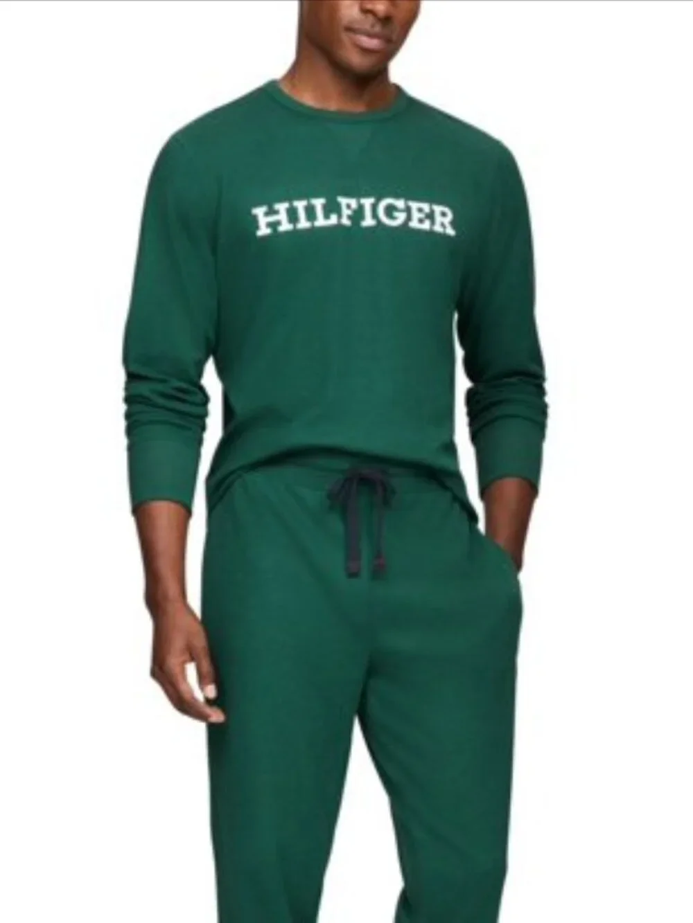 Tommy Hilfiger Men's Thermal Logo Long-Sleeve Pajama Shirt - L